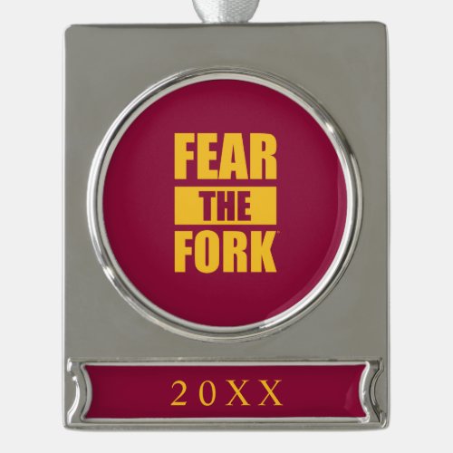 ASU Fear the Fork Silver Plated Banner Ornament
