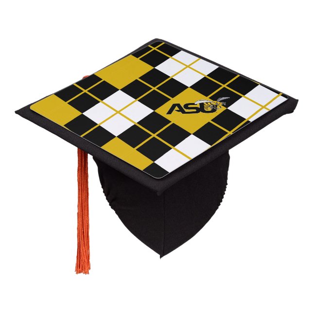 ASU Hornet Argyle Pattern Graduation Cap Topper (Angled)
