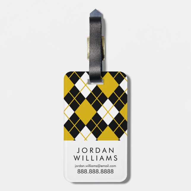 ASU Hornet Argyle Pattern Luggage Tag (Back Vertical)