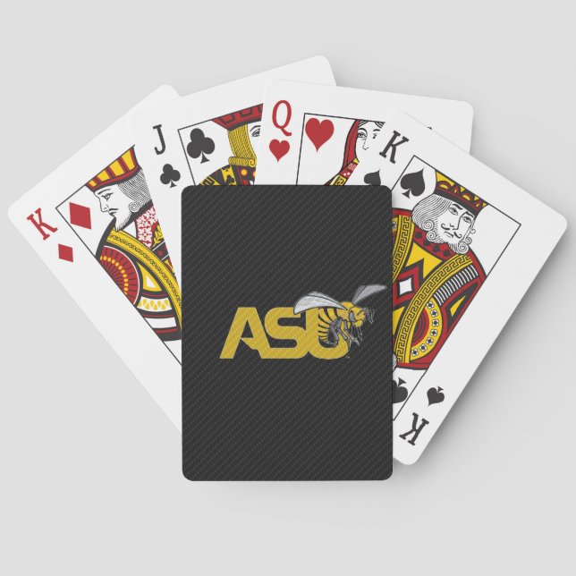 ASU Hornet Carbon Fiber Pattern Poker Cards (Back)