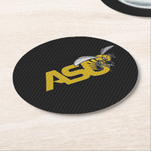 ASU Hornet Carbon Fiber Pattern Round Paper Coaster