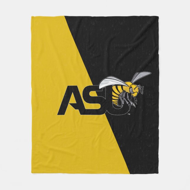 ASU Hornet Color Block Distressed Fleece Blanket (Front)
