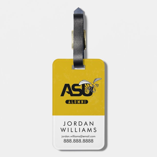 ASU Hornet Distressed Luggage Tag (Back Vertical)