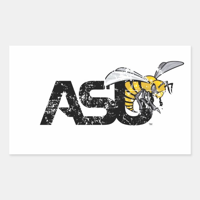 ASU Hornet Distressed Rectangular Sticker (Front)