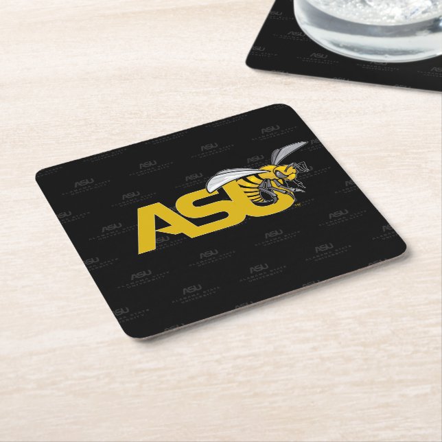 ASU Hornet Logo Watermark Square Paper Coaster (Angled)