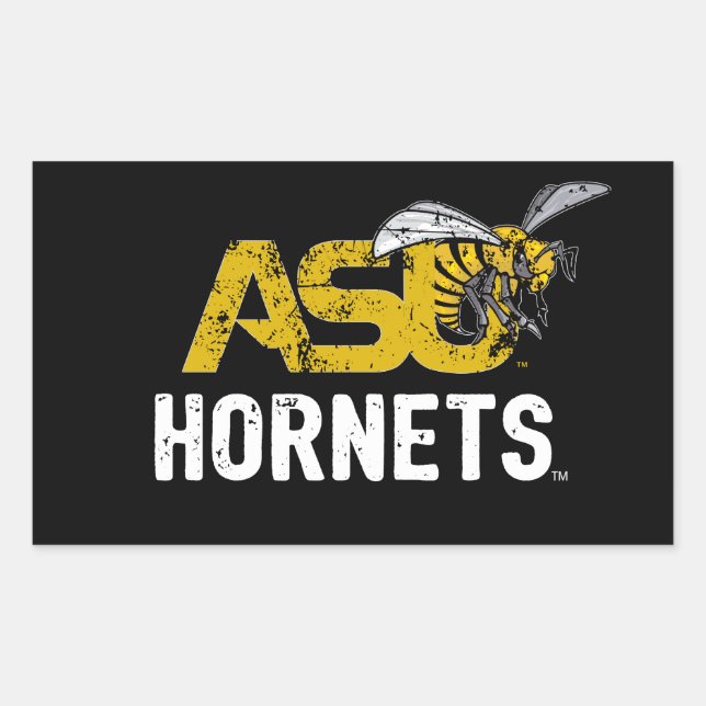 ASU Hornet Mark Hornets Distressed Rectangular Sticker (Front)