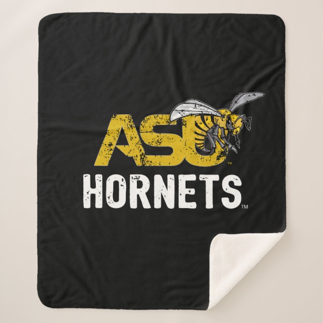 ASU Hornet Mark Hornets Distressed Sherpa Blanket (Front)