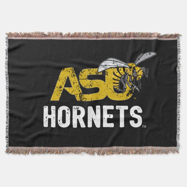 ASU Hornet Mark Hornets Distressed Throw Blanket (Front)