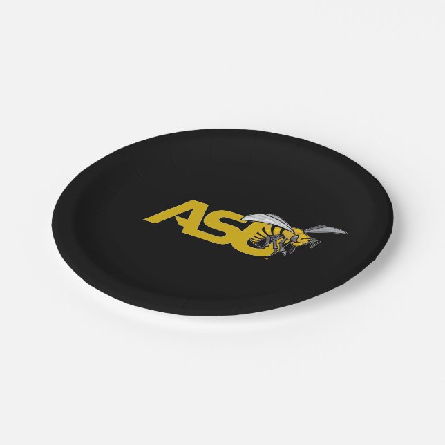 ASU Hornet Mark logo Paper Plates (Angled)