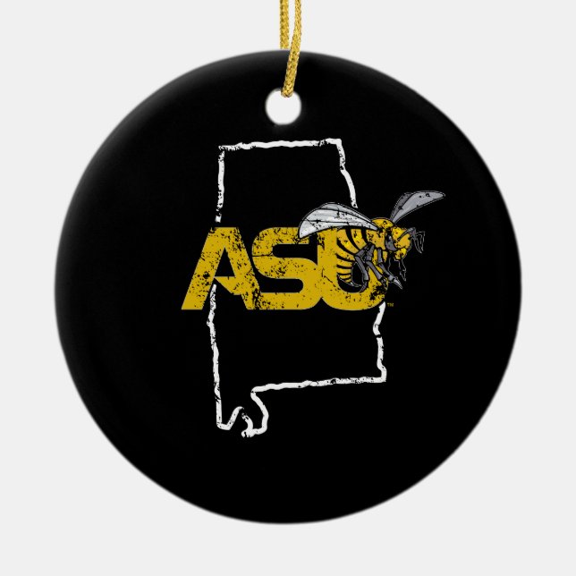 ASU Hornet Mark State Love Ceramic Ornament (Front)