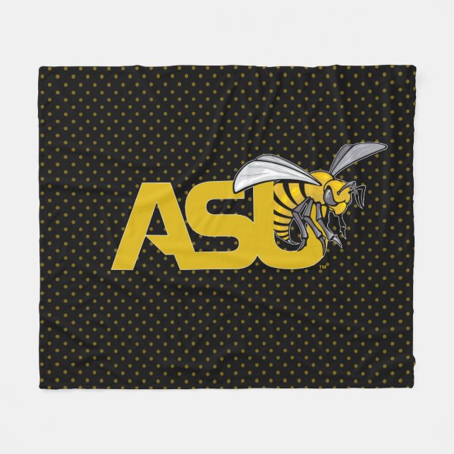 ASU Hornet Polka Dot Pattern Fleece Blanket (Front (Horizontal))