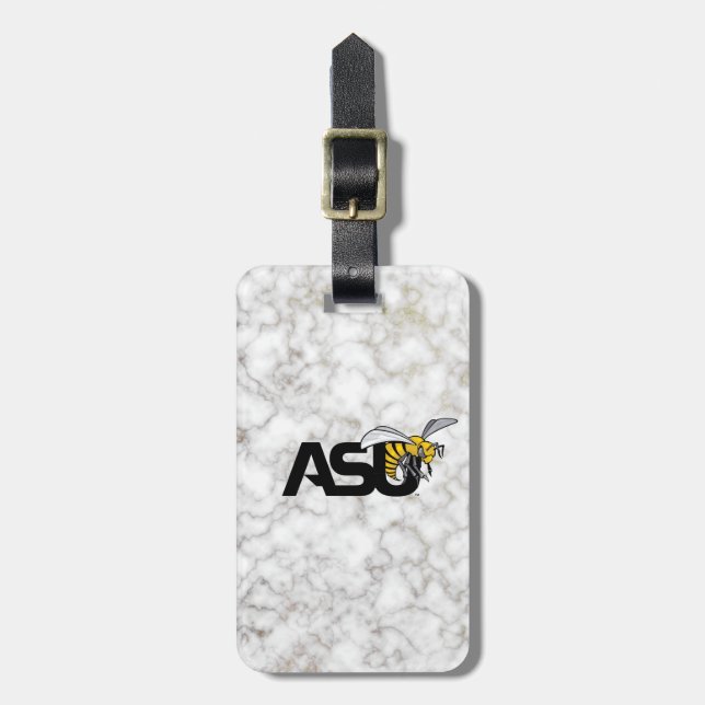 ASU Hornet White Marble Luggage Tag (Front Vertical)