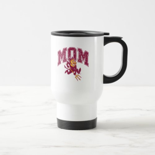 ASU Mom  Distressed Travel Mug