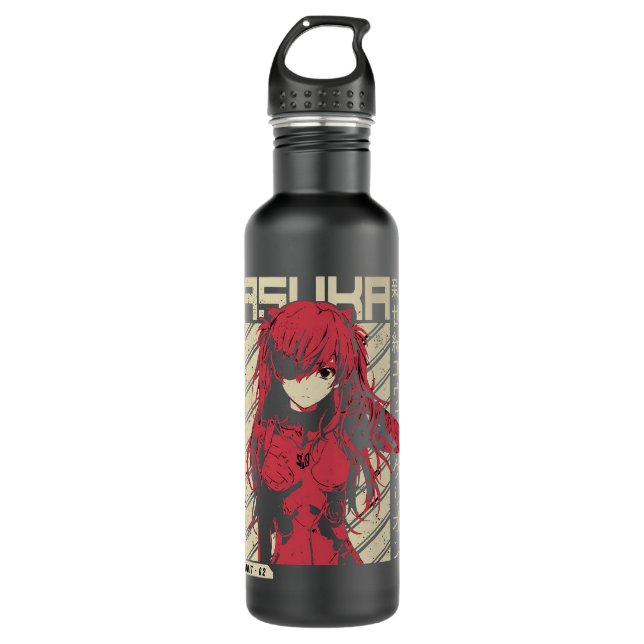 asuka evangelionn stainless steel water bottle (Front)