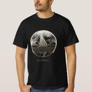 Aswan Sailboat Minimalist Line Art - Golden Nile A T-Shirt