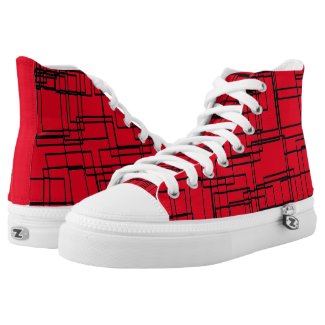 Asymetric blocks, geometric tiles, squares pattern High-Top sneakers