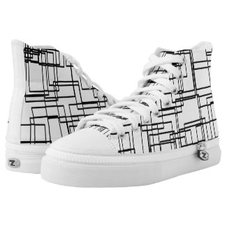 Asymetric blocks, geometric tiles, squares pattern High-Top sneakers