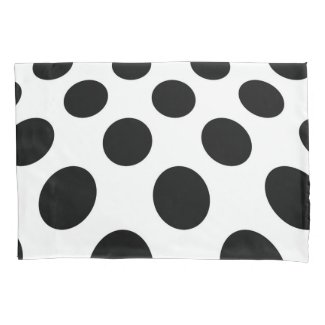 Asymetric polka dots, black and white retro design pillow case