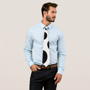 Asymetric polka dots, large circles black & white neck tie