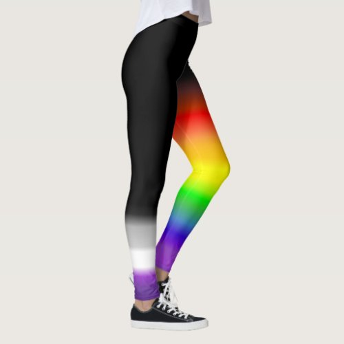 Asymmetric ace asexual rainbow pride flags leggings