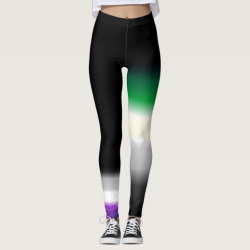 Asymmetric aro ace asexual aromantic pride flag 2 leggings