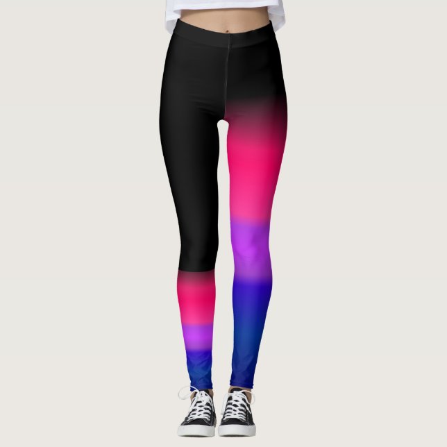 Asymmetric bi bisexual pride flag leggings (Front)