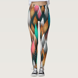 Asymmetric colorful trees leggings