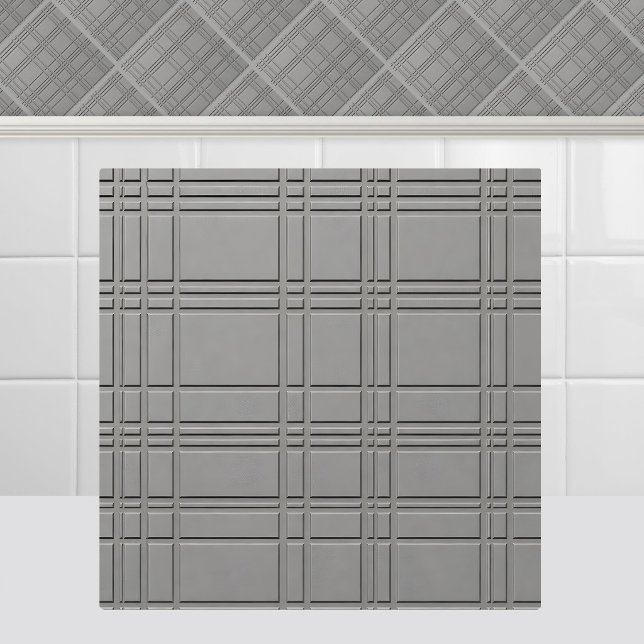 Asymmetric Industrial Titanium Linear Metal Grid Ceramic Tile (Asymmetric Industrial Titanium Linear Metal Grid Ceramic Tile)