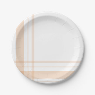 Asymmetric Plaid Orange Opaque Plaid Lines Paper Plates