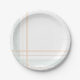 Asymmetric Plaid Pastel Green and Yellow Lines Paper Plates