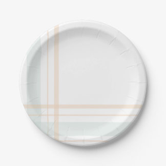 Asymmetric Plaid Pastel Green and Yellow Lines Paper Plates