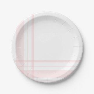 Asymmetric Plaid Pastel Pink Flannel Lines Paper Plates