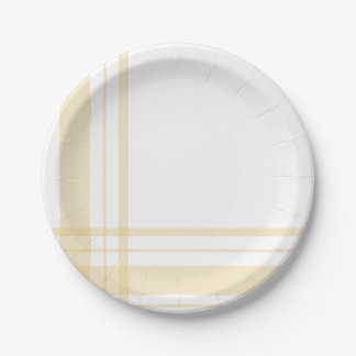 Asymmetric Plaid Pastel Yellow Flannel Lines Paper Plates