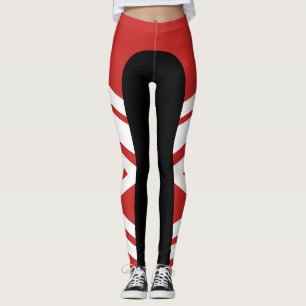 Asymmetric Side Band Red/Black/White Leggings