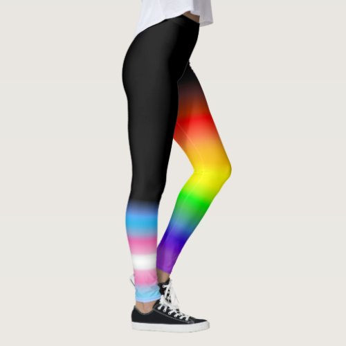 Asymmetric trans rainbow pride flags leggings