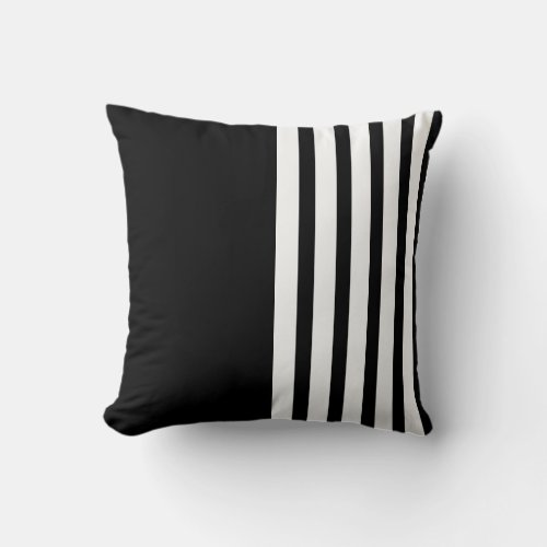Asymmetrical Abstract Cross White Lines on Black Throw Pillow