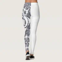 Asymmetrical Black and White Pattern & Your Name Leggings