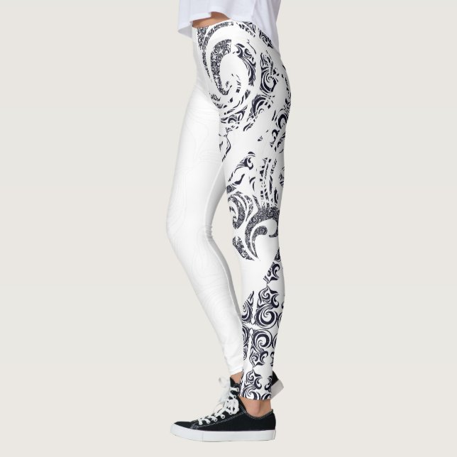 Asymmetrical Black and White Pattern & Your Name Leggings