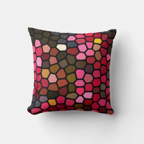 Asymmetrical Geometric Shapes Stained Glass Style Throw Pillow