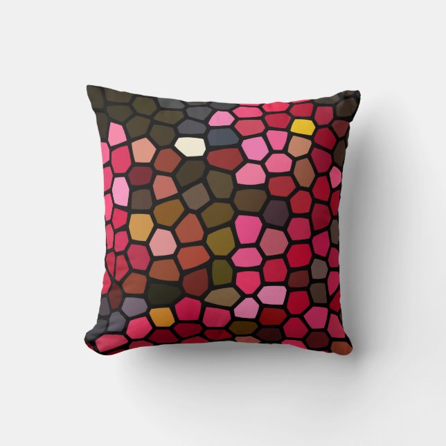 Asymmetrical Geometric Shapes Stained Glass Style Throw Pillow (Front)