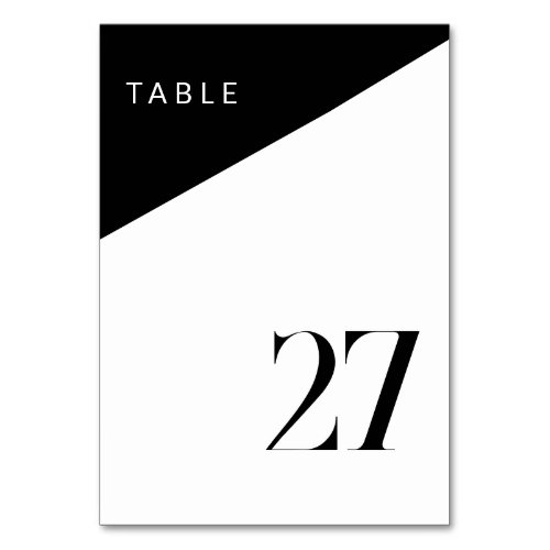 Asymmetrical Modern Black White Table Number