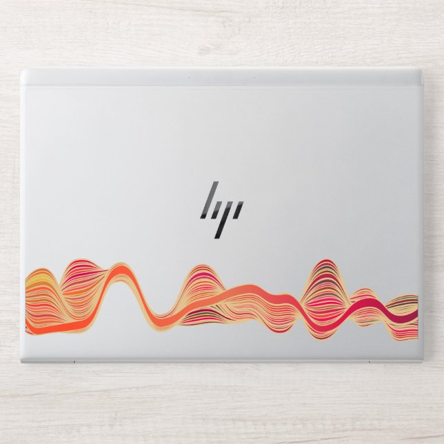 Asymmetrical Wavy Red Orange Yellow Lines HP Laptop Skin (Front)