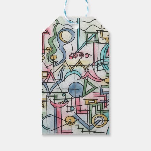 Asymmetry-Hand Painted Abstract Geometric Art Gift Tags