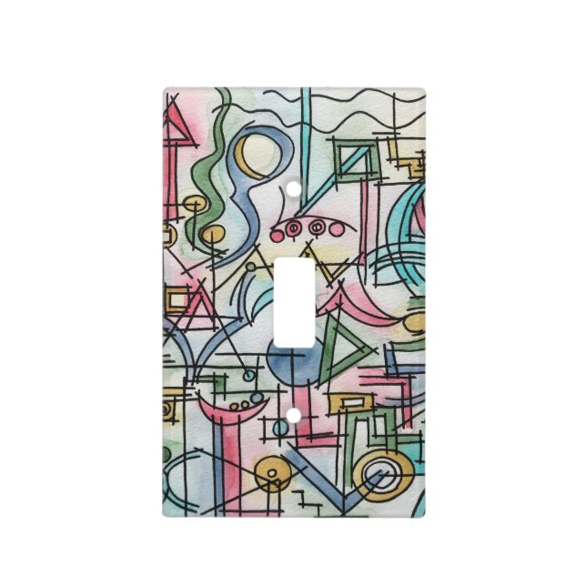 Asymmetry-Hand Painted Abstract Geometric Art Light Switch Cover (Front)