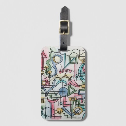 Asymmetry_Hand Painted Abstract Watercolor Art Luggage Tag