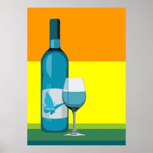 asyrum  pop wine glass and bottle poster