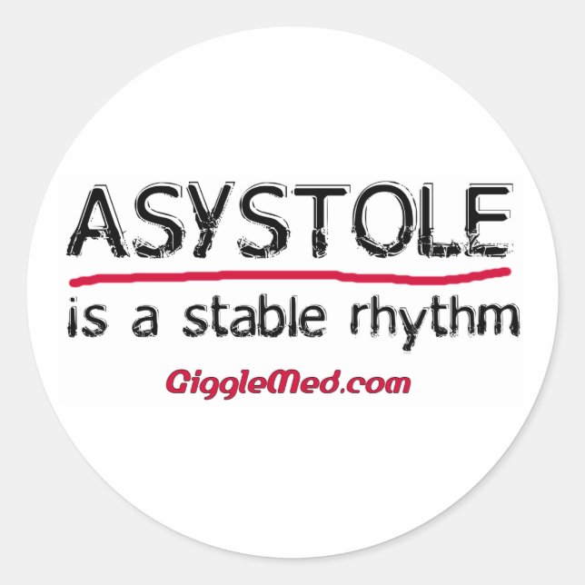 Asystole Medical Humor Stickers (Front)