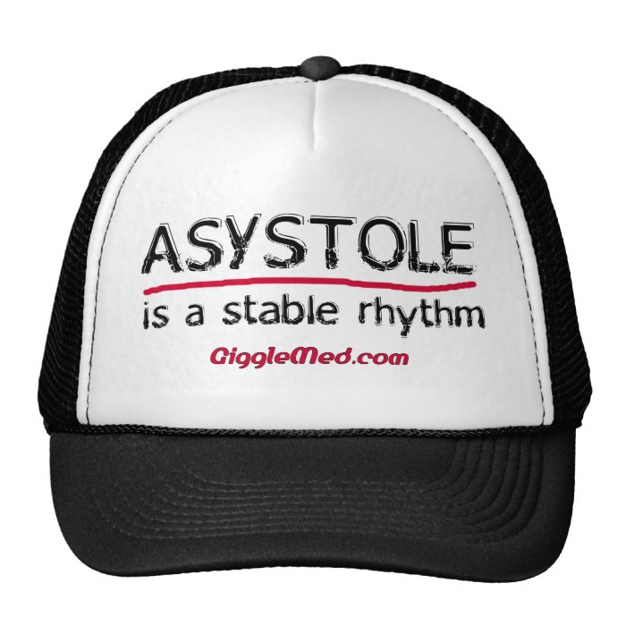 Asystole Medical Humor Trucker Hats