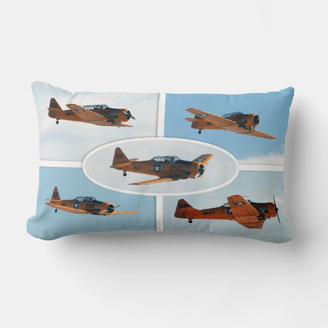 AT-6 Texan WWII  War Plane Lumbar Pillow (Front)