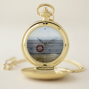 At a Cruise Ship Railing Pocket Watch